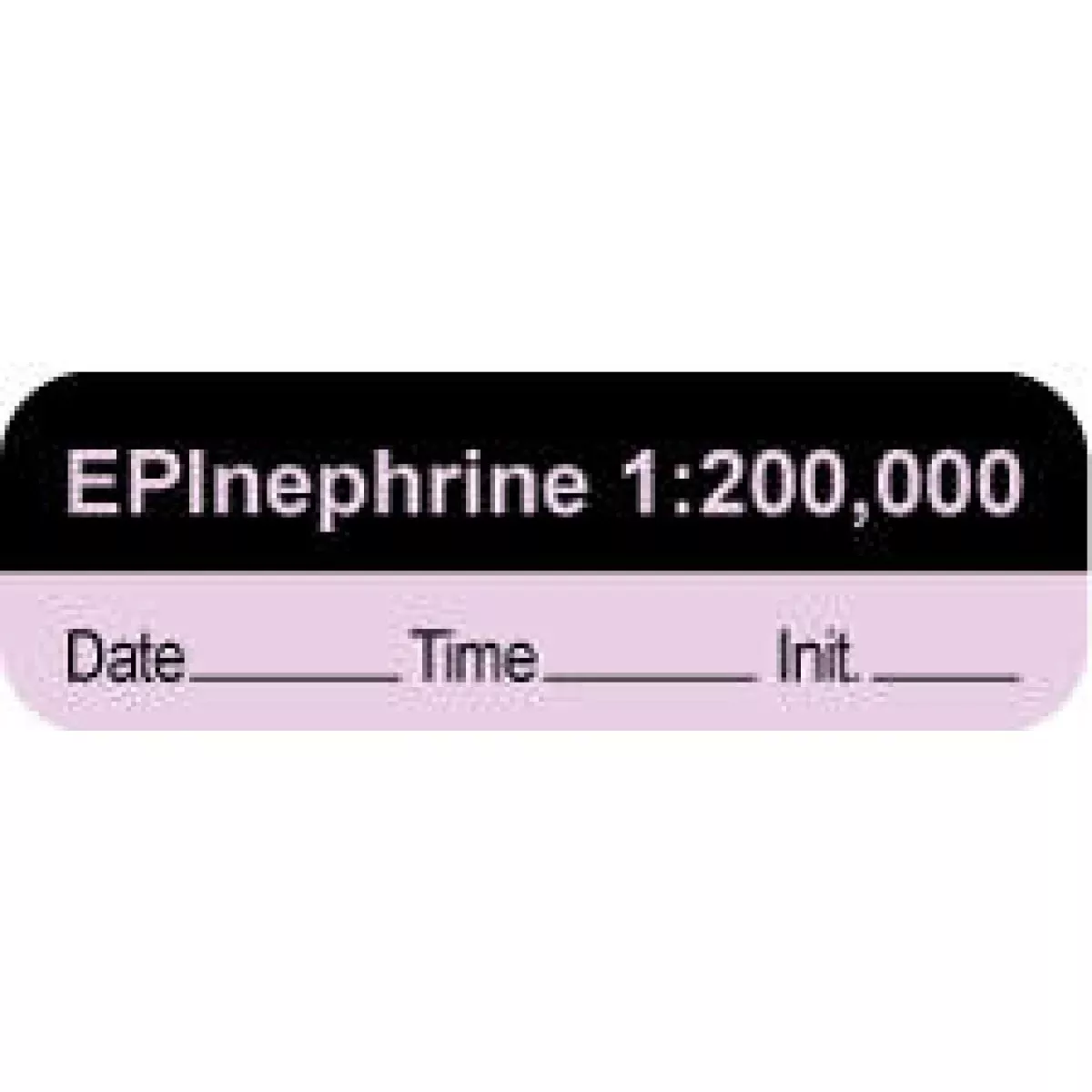 Anesthesia Label With Date, Time & Initial | Tall-Man Lettering (Paper, Permanent) "Epinephrine 1:200,000" 1 1/2" X 1/2" Violet And Black - 1000 Per Roll