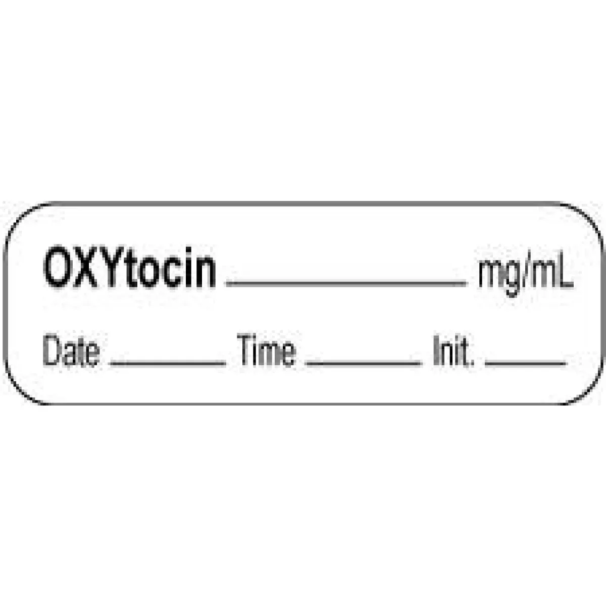 Anesthesia Label With Date, Time & Initial | Tall-Man Lettering (Paper, Permanent) Oxytocin Mg/Ml 1 1/2" X 1/2" White - 1000 Per Roll