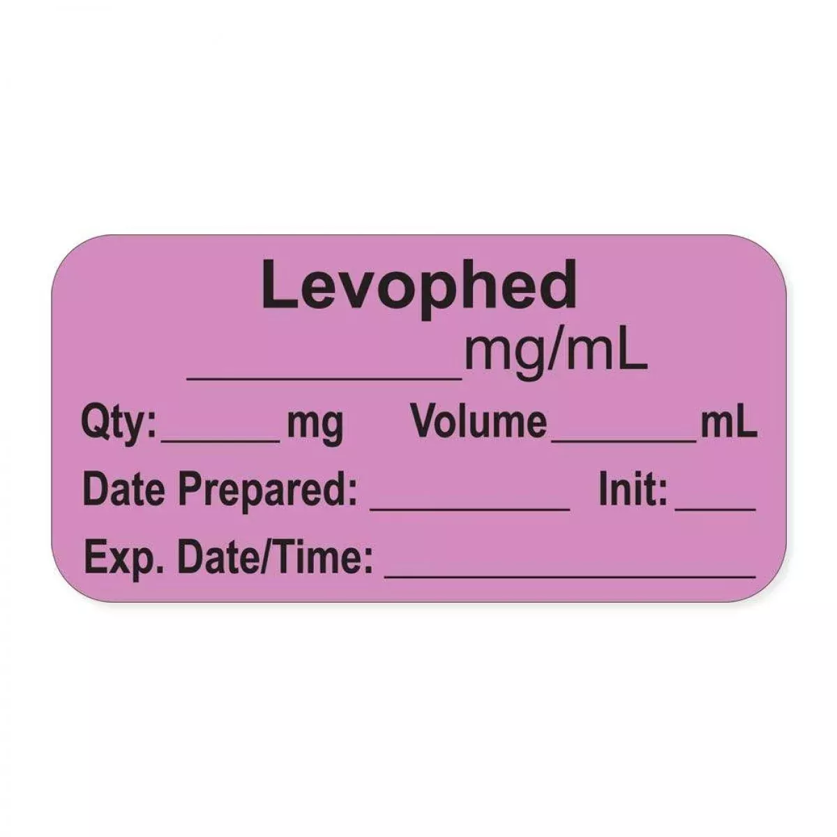 Anesthesia Label, With Expiration Date, Time & Initial (Paper, Permanent) "Levophed Mg/Ml" 1-1/2" X 3/4", Violet - 500 Per Roll