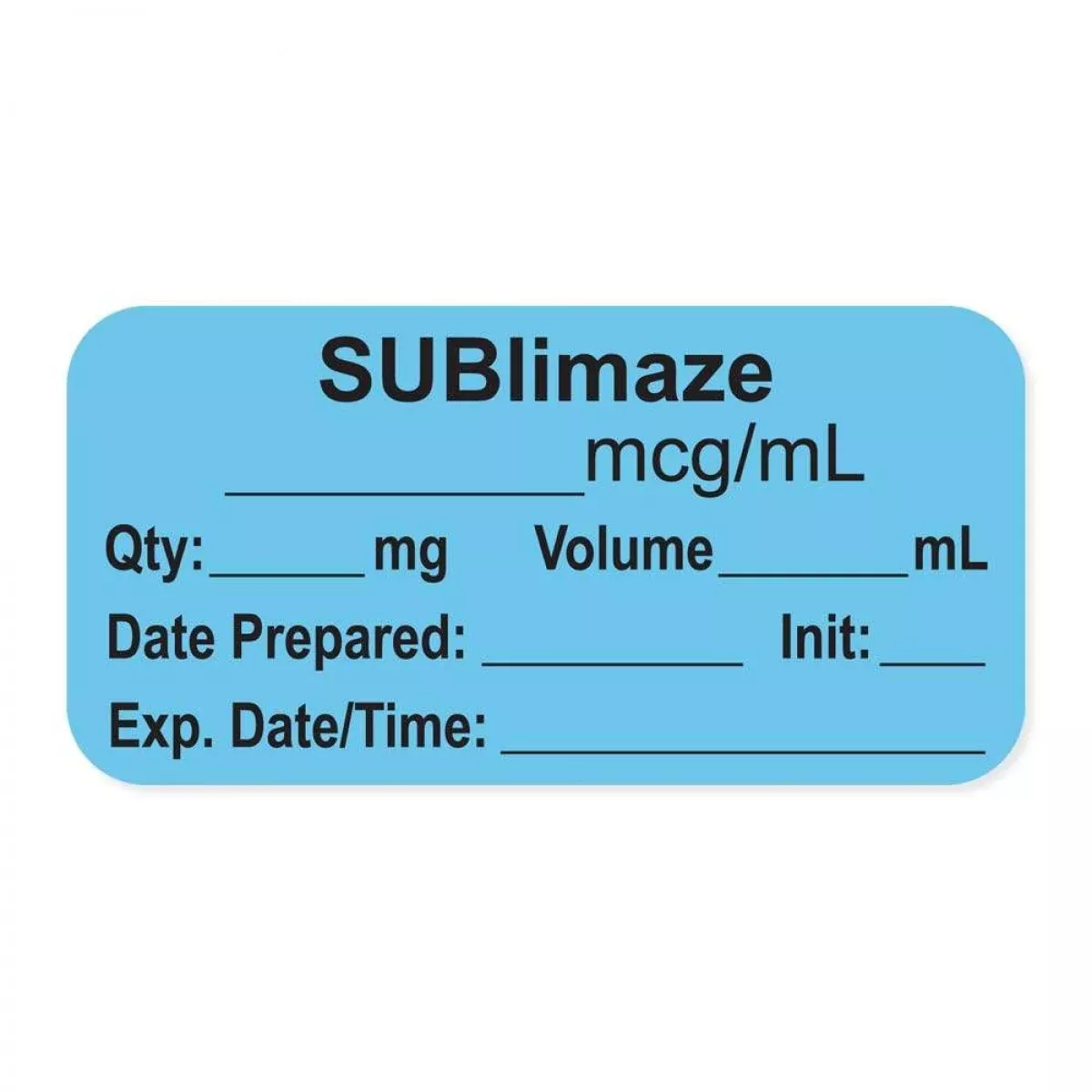 Anesthesia Label, With Expiration Date, Time & Initial (Paper, Permanent) "Sublimaze Mcg/Ml" 1-1/2" X 3/4" Blue - 500 Per Roll