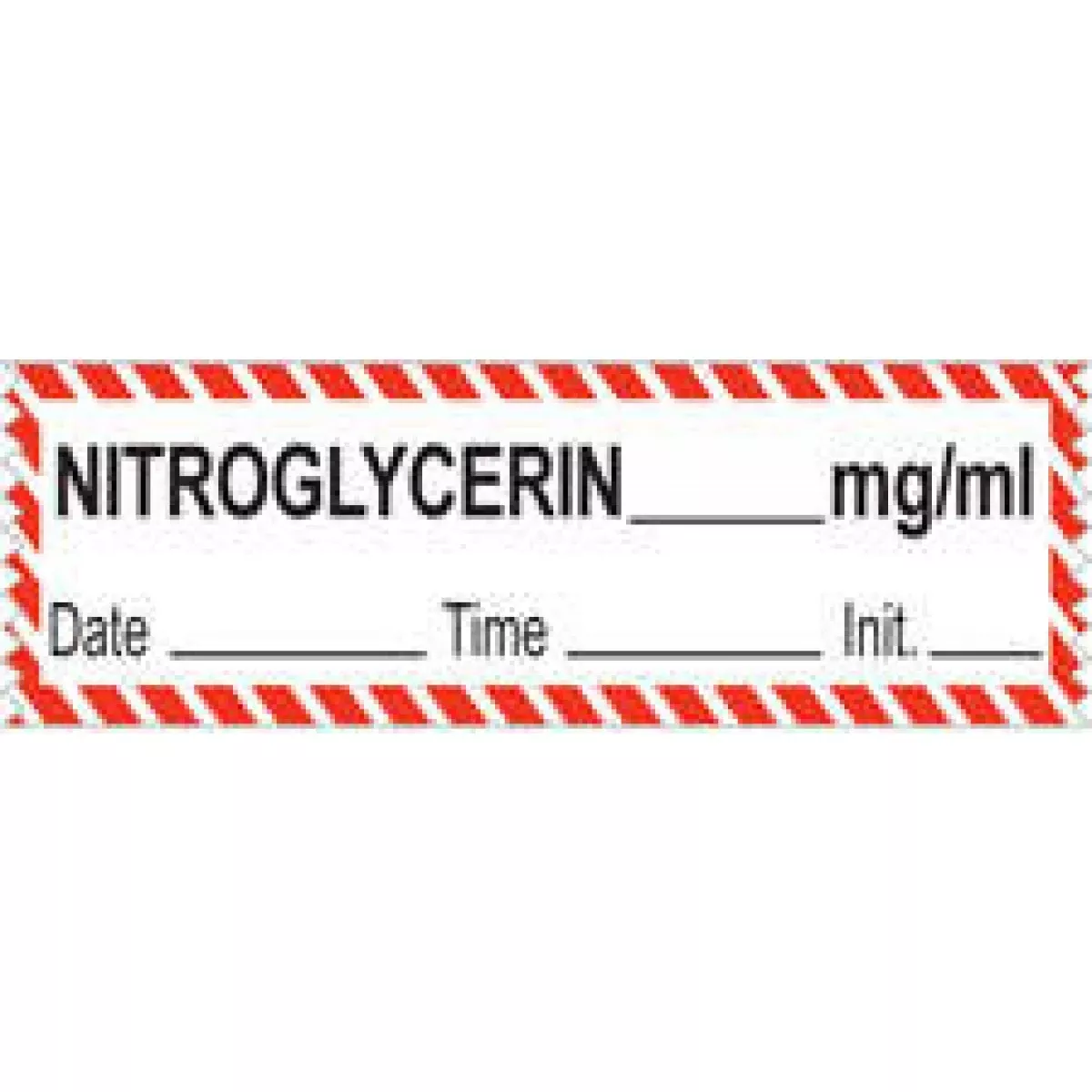 Anesthesia Tape With Date, Time & Initial (Removable) Nitroglycerine Mg/Ml 1/2" X 500" - 333 Imprints - White With Fluorescent Red - 500 Inches Per Roll