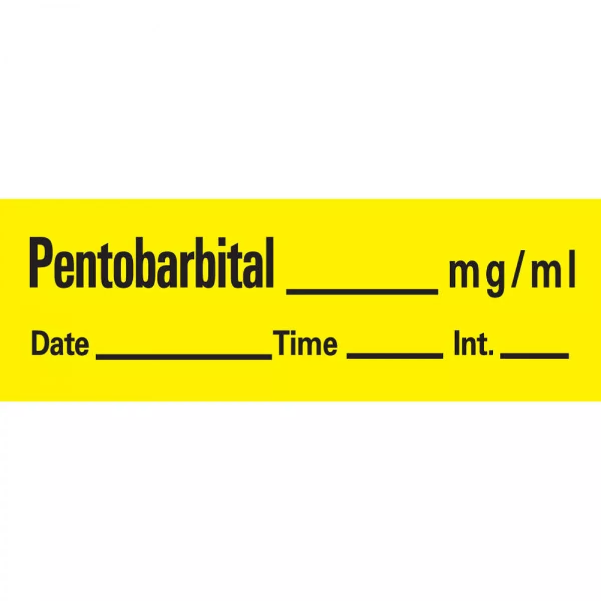 Anesthesia Tape With Date, Time & Initial (Removable) Pentobarbital Mg/Ml 1/2" X 500" - 333 Imprints - Yellow - 500 Inches Per Roll