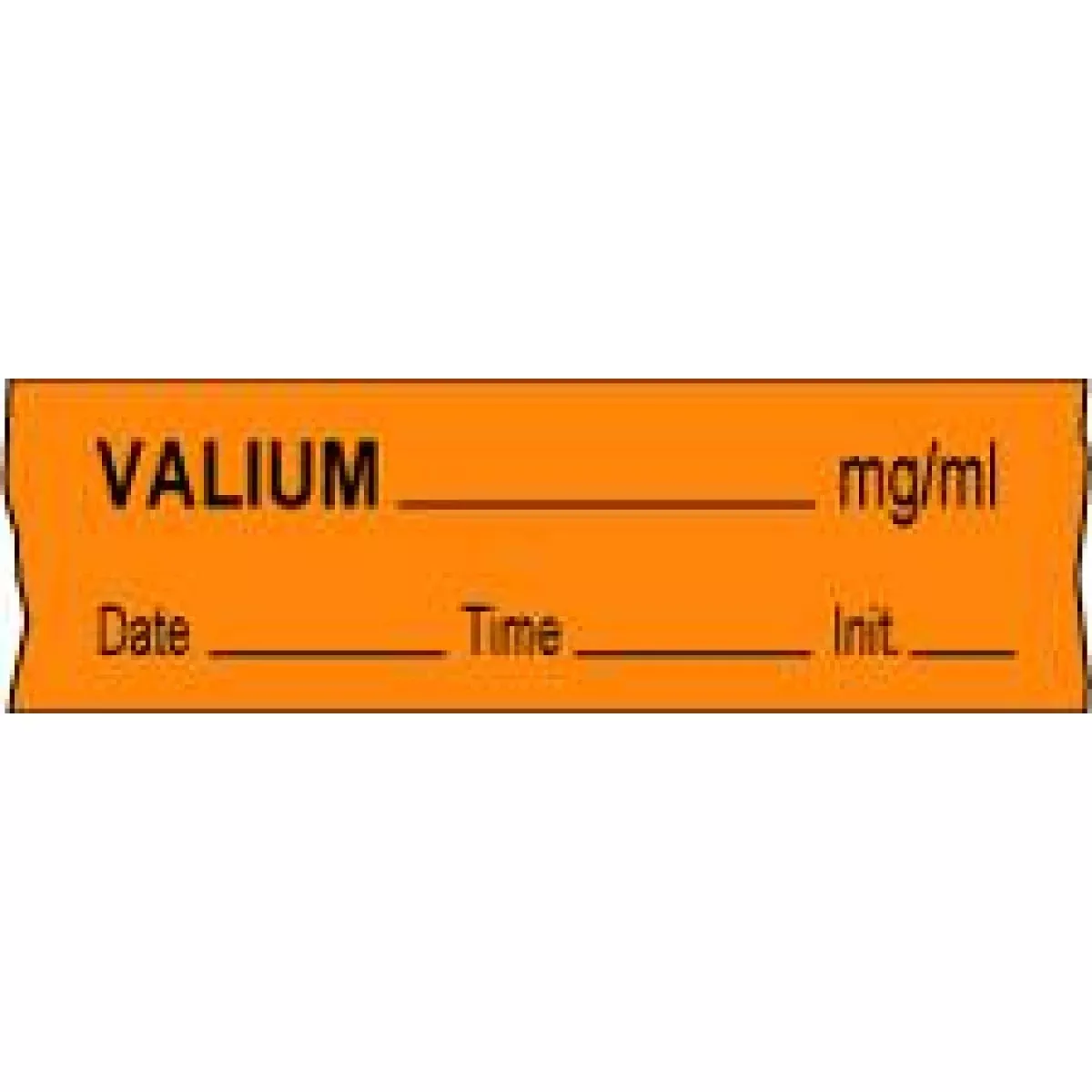 Anesthesia Tape With Date, Time & Initial (Removable) Valium Mg/Ml 1/2" X 500" - 333 Imprints - Orange - 500 Inches Per Roll