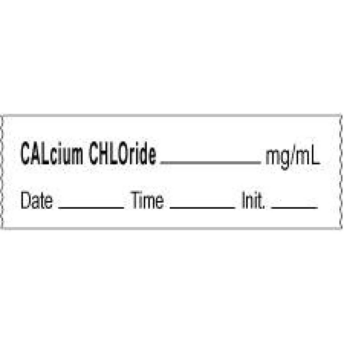 Anesthesia Tape With Date, Time & Initial | Tall-Man Lettering (Removable) Calcium Chloride Mg/Ml 1/2" X 500" - 333 Imprints - White - 500 Inches Per Roll