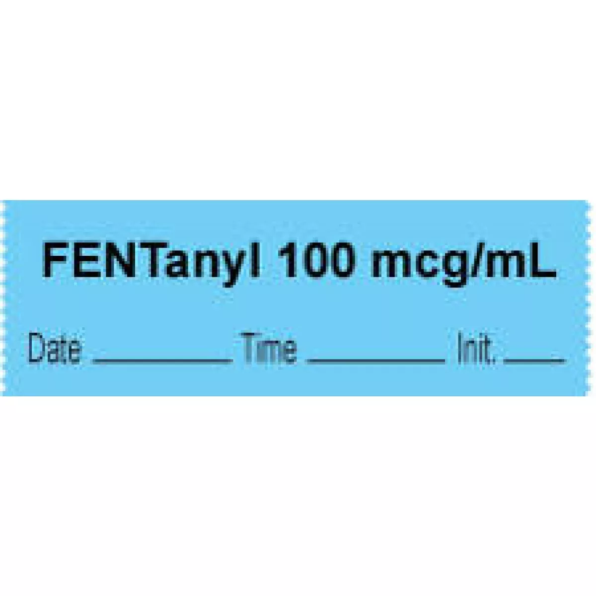 Anesthesia Tape With Date, Time & Initial | Tall-Man Lettering (Removable) "Fentanyl 100 Mcg/Ml" 1/2" X 500" Blue - 333 Imprints - 500 Inches Per Roll