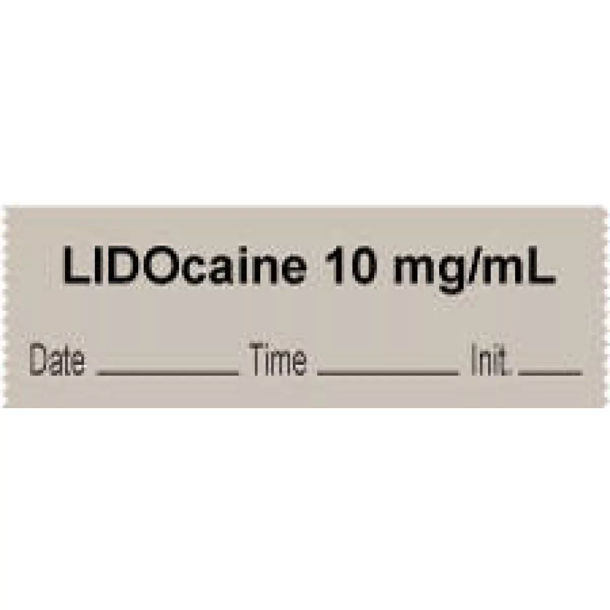 Anesthesia Tape With Date, Time & Initial | Tall-Man Lettering (Removable) "Lidocaine 10 Mg/Ml" 1/2" X 500" Gray - 333 Imprints - 500 Inches Per Roll