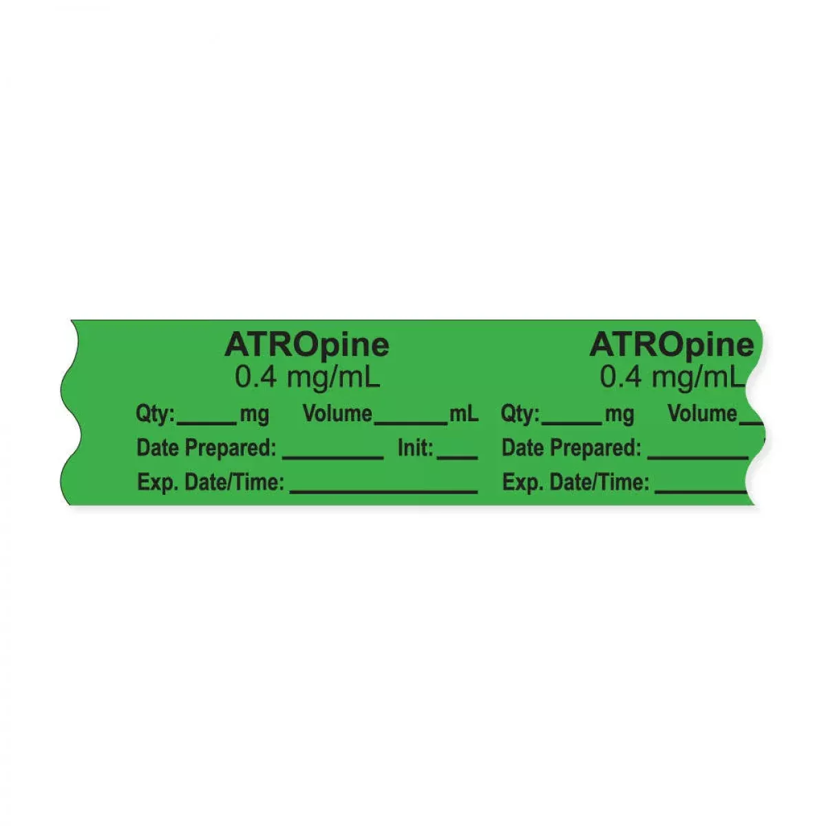 Anesthesia Tape, With Expiration Date, Time & Initial (Removable), "Atropine 0.4 Mg/Ml" 3/4" X 500", Green, - 333 Imprints - 500 Inches Per Roll