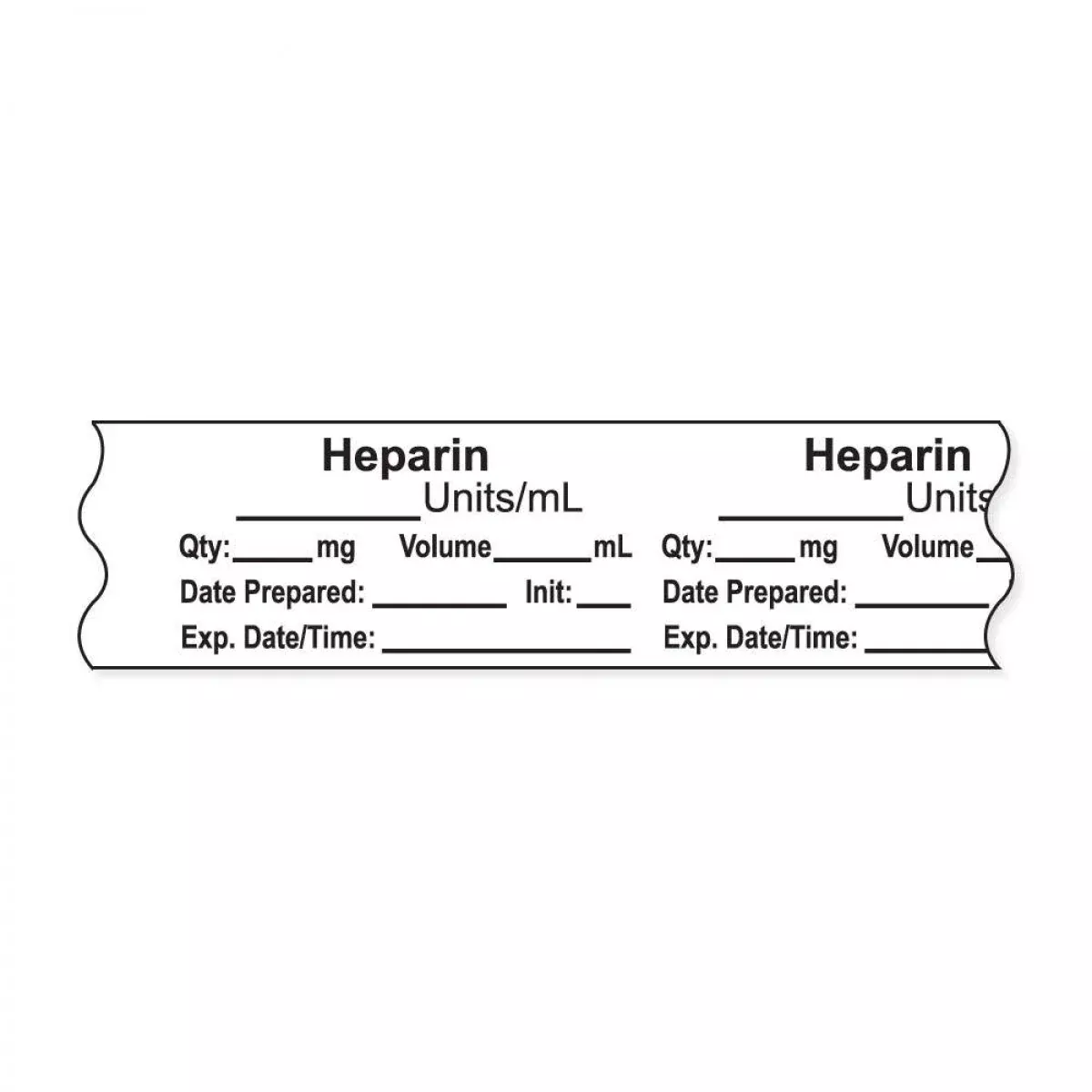 Anesthesia Tape, With Expiration Date, Time & Initial (Removable), "Heparin Units/Ml" 3/4" X 500"White - 333 Imprints - 500 Inches Per Roll