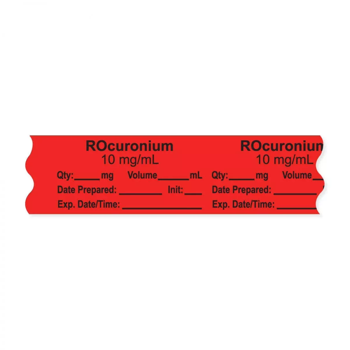 Anesthesia Tape, With Expiration Date, Time & Initial (Removable), "Rocuronium 10 Mg/Ml" 3/4" X 500", Fluorescent Red - 333 Imprints - 500 Inches Per Roll
