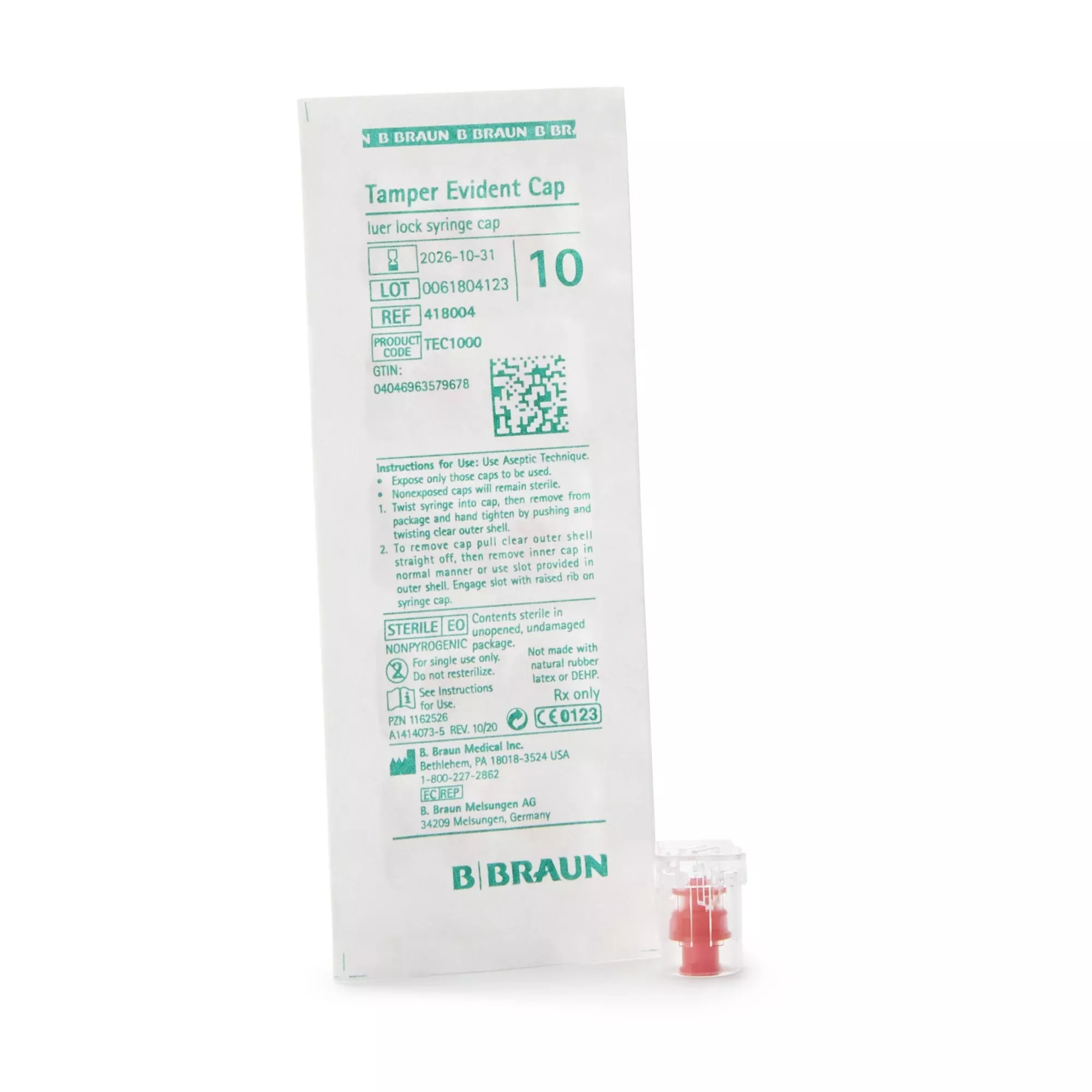 B. Braun Syringe Cap, Red