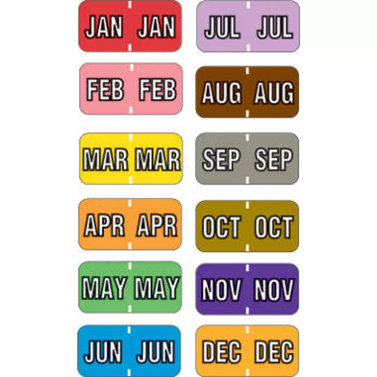 Barkley Compatible Mblm Color Code Label Month 1 1/2" X 3/4" Assorted Colors Permanent - 500 Per Roll, 12 Rolls Per Set