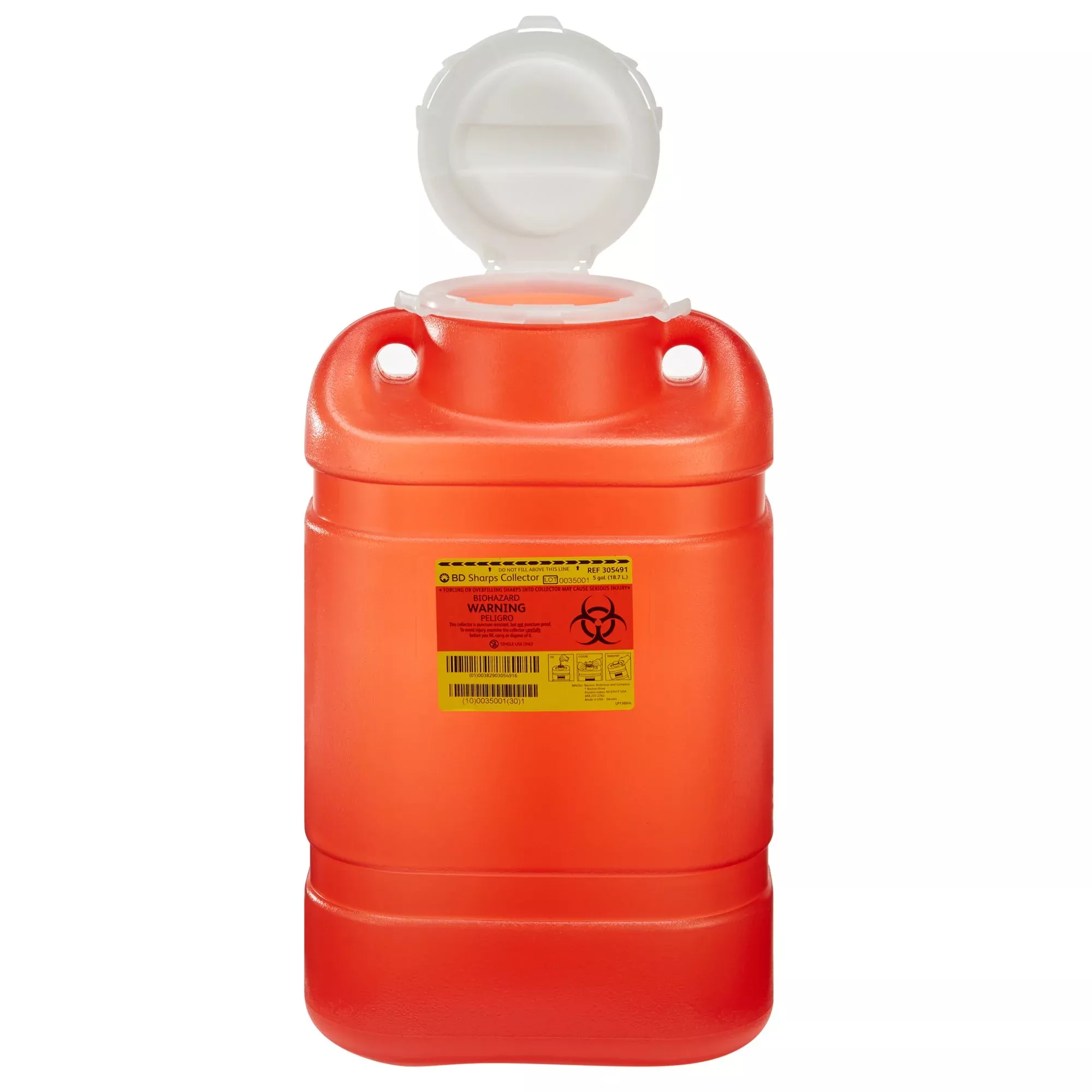 BD 1-Piece Sharps Container, 5 Gallon, 14 x 7.5 x 10.5 Inch