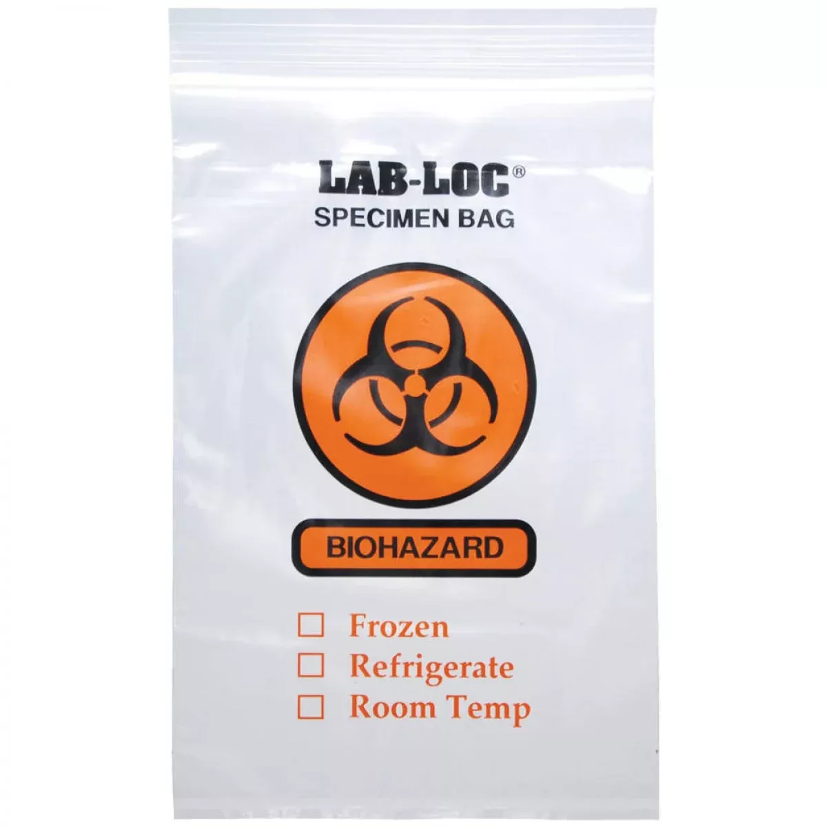 Biohazard Bag With Paperwork Pocket 2Mil Zip Top Clear With Orange Plastic 12" X 15" - 1000 Per Case