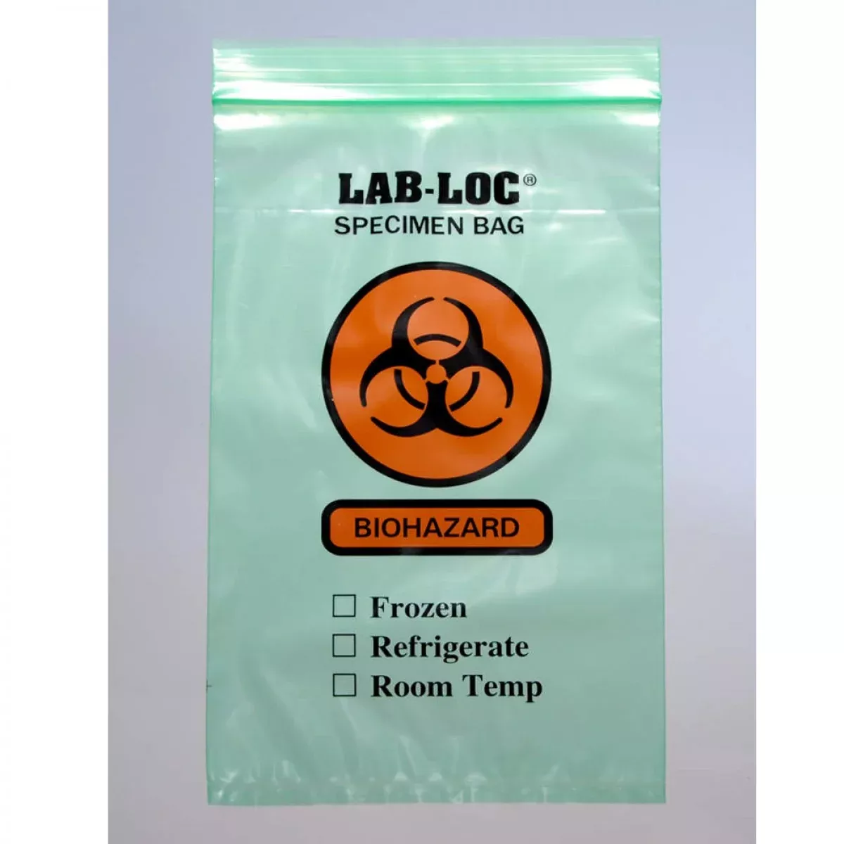 Biohazard Bag With Paperwork Pocket 2Mil Zip Top Green With Orange Plastic 6" X 9" - 1000 Per Case