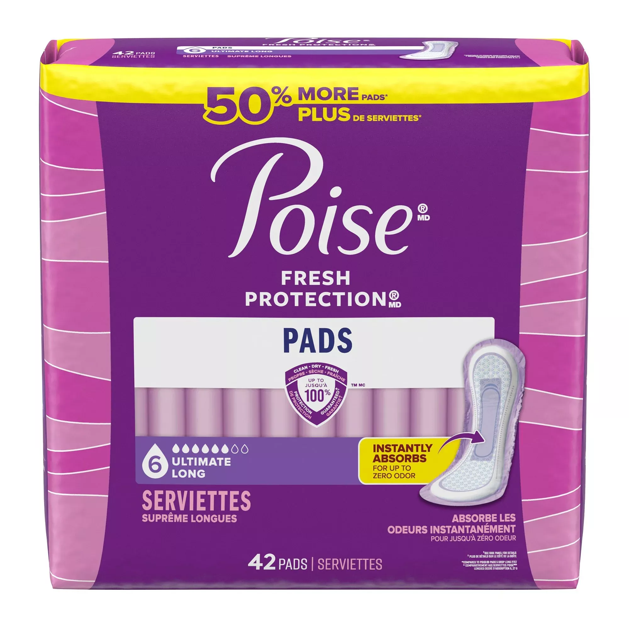 Bladder Control Pad Poise Fresh Protection™ Heavy Absorbency Super Absorbent Core One Size Fits Most