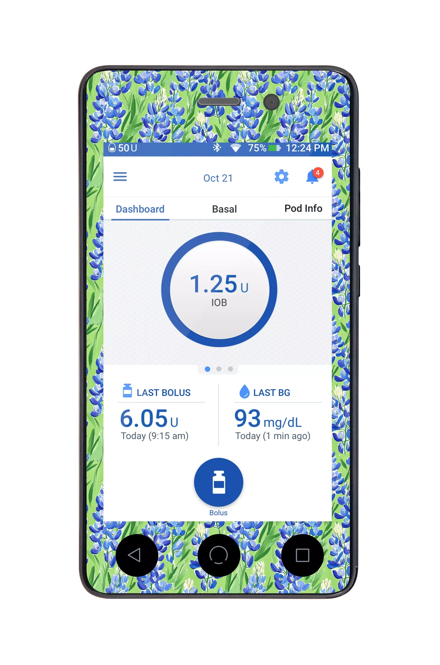 Blue Blooms Sticker for Omnipod DASHPDM – Pump Peelz
