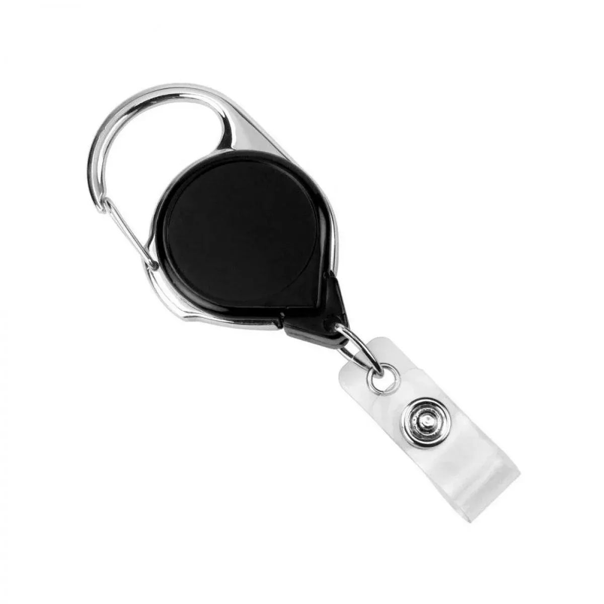 Carabiner Badge Reel 1-1/4" Circle Plastic Black - 25 Per Pack
