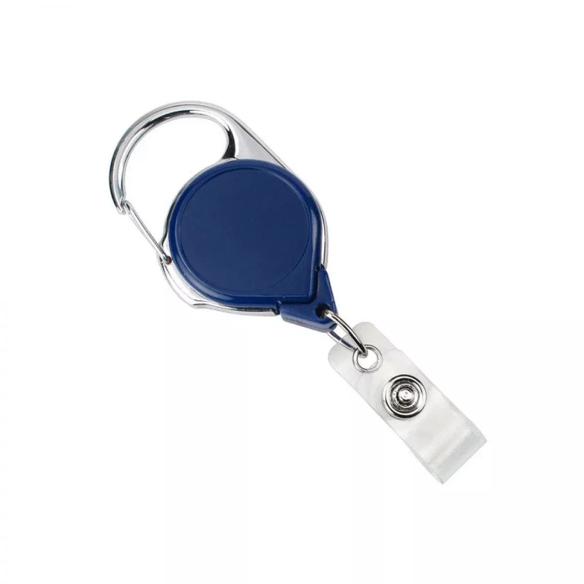 Carabiner Badge Reel 1-1/4" Circle Plastic Blue - 25 Per Pack