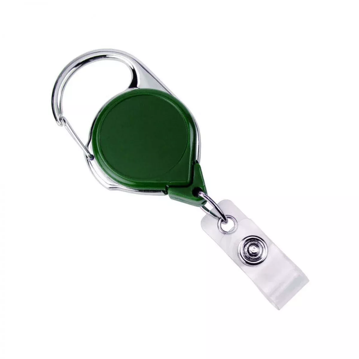 Carabiner Badge Reel 1-1/4" Circle Plastic Green - 25 Per Pack