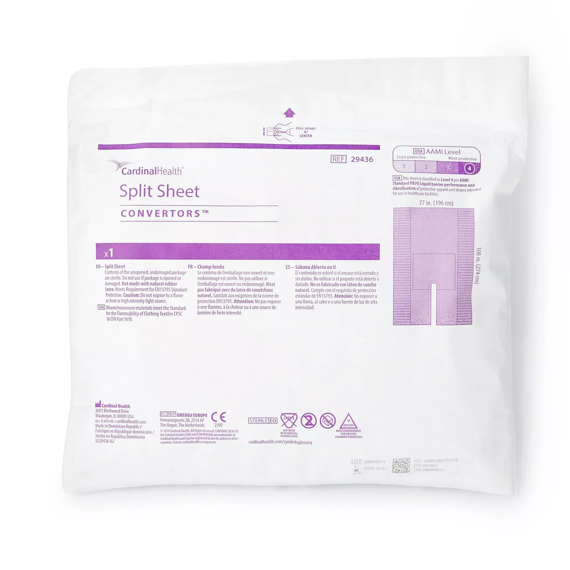 Cardinal Health™ Split Sheet Drape, 77 x 108 Inch