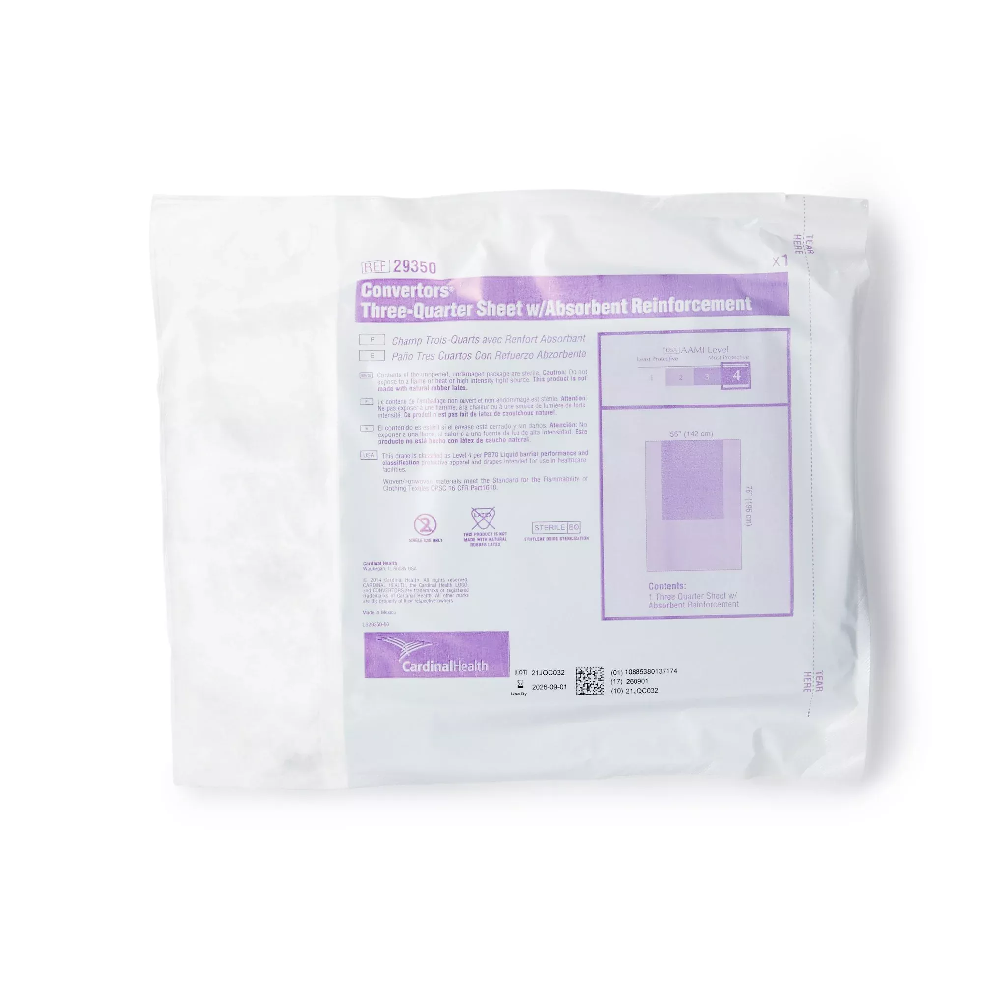 Cardinal Health™ Sterile Three-Quarter General Purpose Drape, 56 x 77 Inch