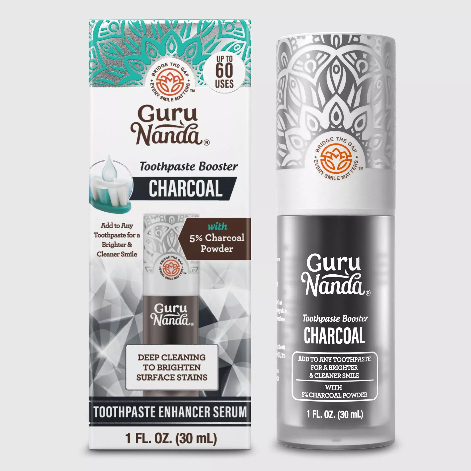 Charcoal Toothpaste Booster with 5% Charcoal Powder – 1 fl oz