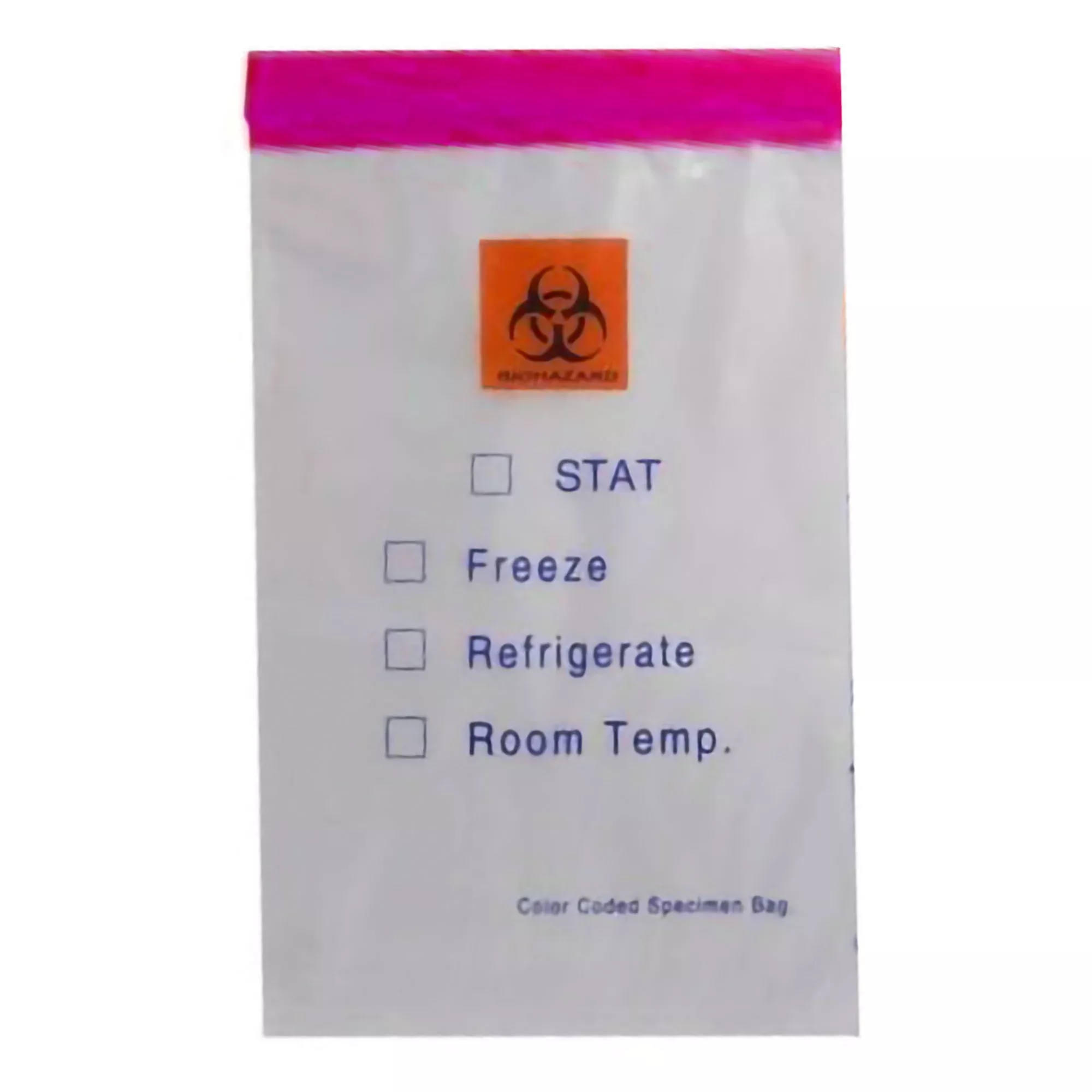 Color Coded Specimen Transport Bag with Document Pouch, Zip Closure, 6 x 9 Inch