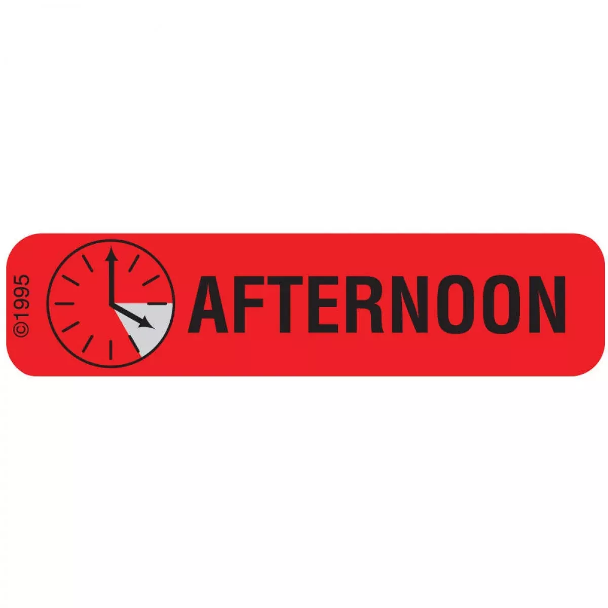 Communication Label (Paper, Permanent) Afternoon 1 9/16" X 3/8" Red - 500 Per Roll, 2 Rolls Per Box