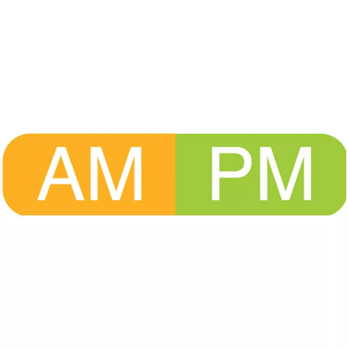 Communication Label (Paper, Permanent) Am/Pm 1 9/16" X 3/8" Orange And Green - 500 Per Roll, 2 Rolls Per Box