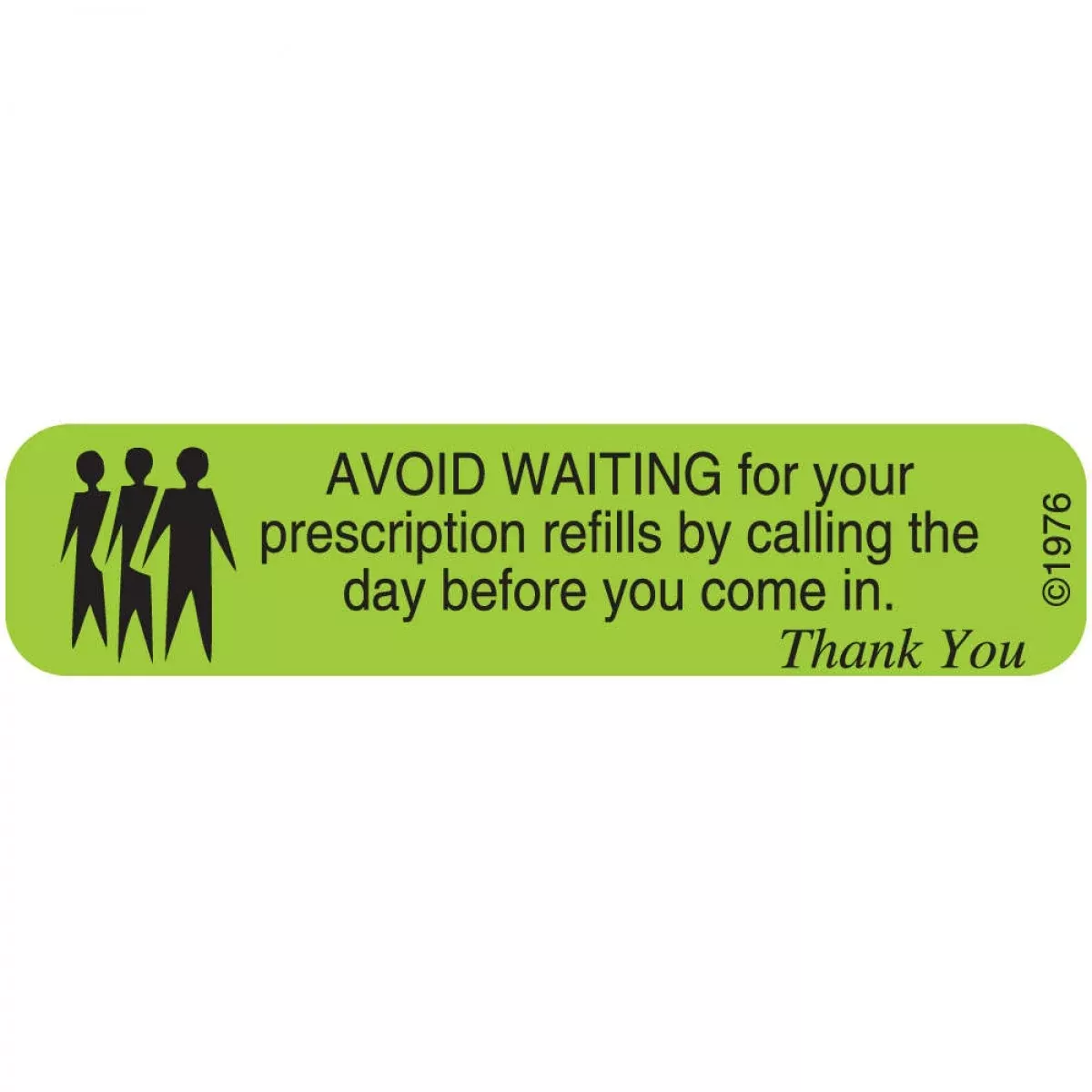 Communication Label (Paper, Permanent) Avoid Waiting For 1 9/16" X 3/8" Green - 500 Per Roll, 2 Rolls Per Box