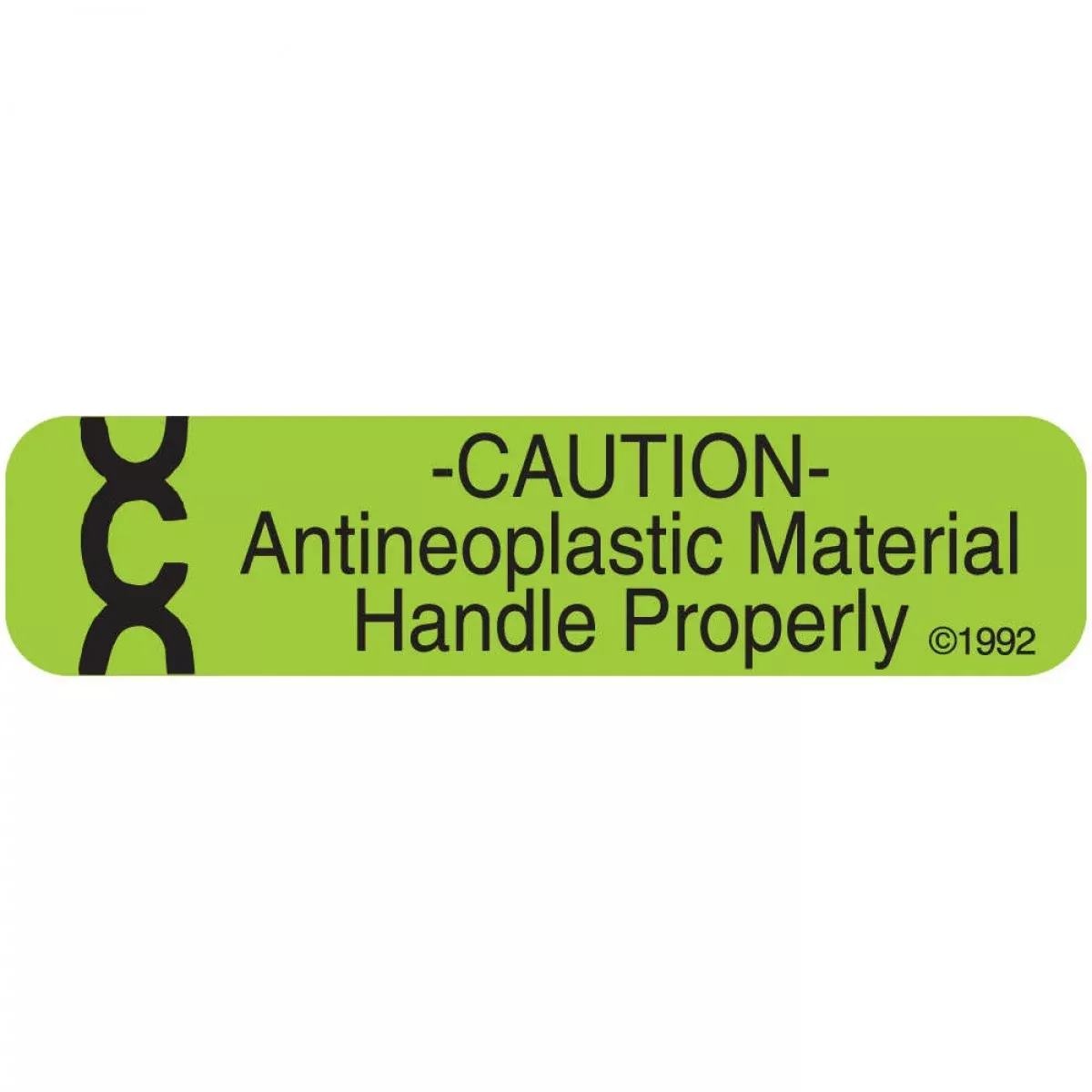 Communication Label (Paper, Permanent) Caution 1 9/16" X 3/8" Fluorescent Green - 500 Per Roll, 2 Rolls Per Box