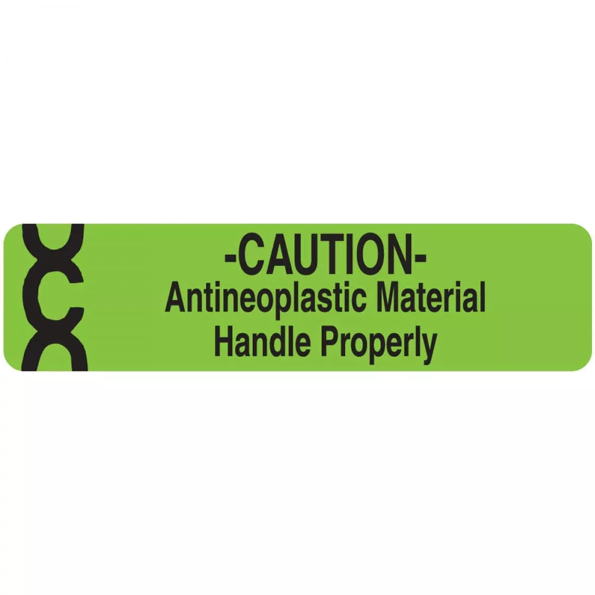 Communication Label (Paper, Permanent) -Caution- 3 1/2" X 7/8" Fluorescent Green - 250 Per Roll, 4 Rolls Per Box