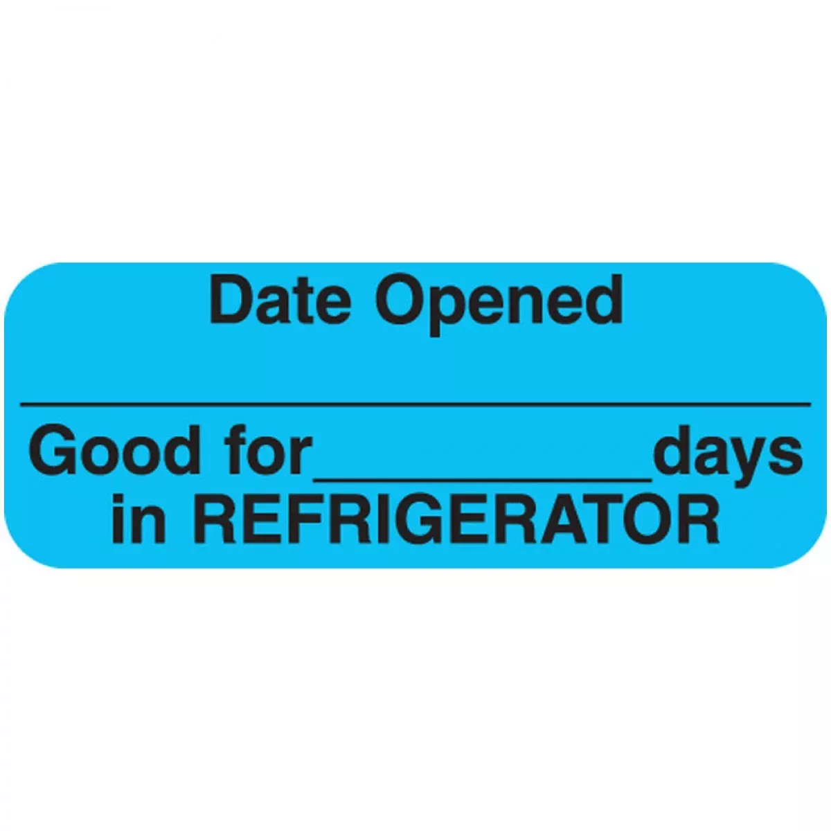 Communication Label (Paper, Permanent) Date Opened 1 11/16" X 5/8" Blue - 450 Per Roll, 2 Rolls Per Box