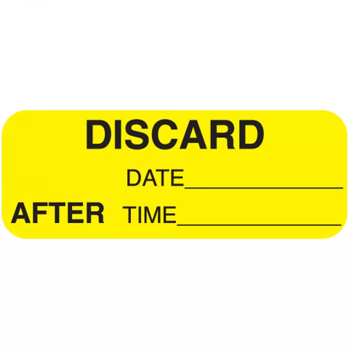 Communication Label (Paper, Permanent) Discard Date___ 1 11/16" X 5/8" Yellow - 450 Per Roll, 2 Rolls Per Box