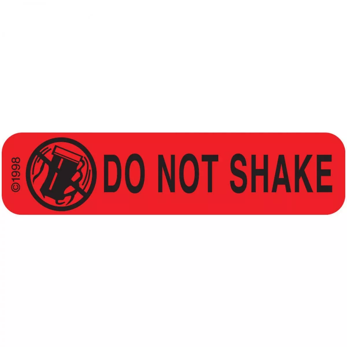 Communication Label (Paper, Permanent) Dont Shake 1 9/16" X 3/8" Red - 500 Per Roll, 2 Rolls Per Box