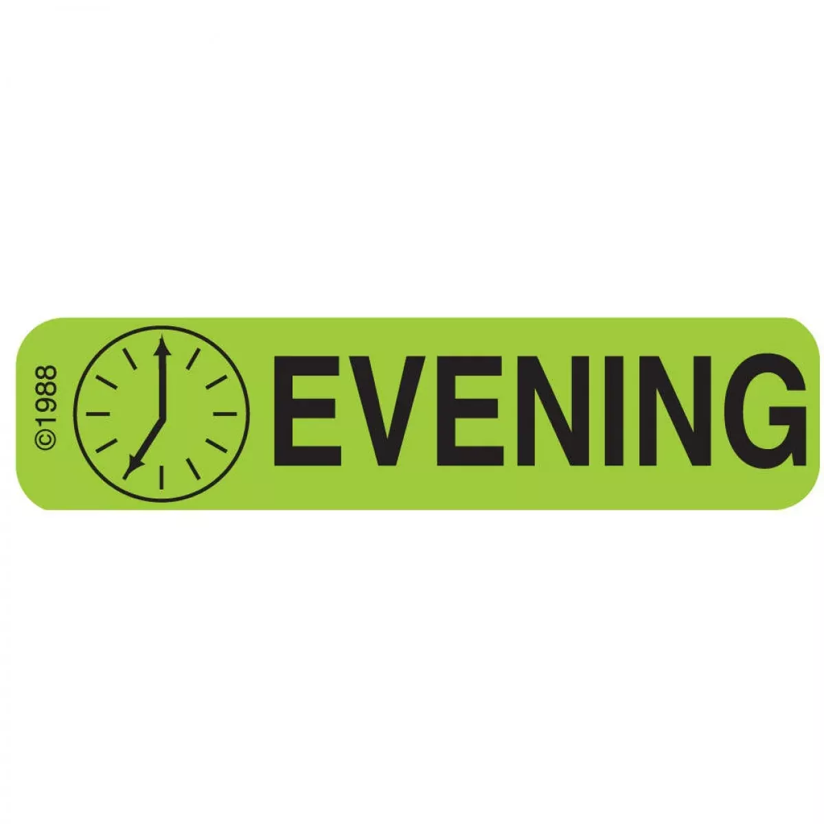Communication Label (Paper, Permanent) Evening 1 9/16" X 3/8" Green - 500 Per Roll, 2 Rolls Per Box