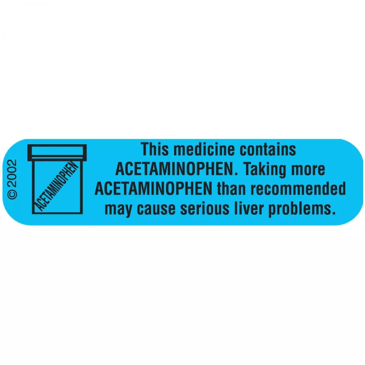 Communication Label (Paper, Permanent) Medication Contains 1 9/16" X 3/8" Blue - 500 Per Roll, 2 Rolls Per Box