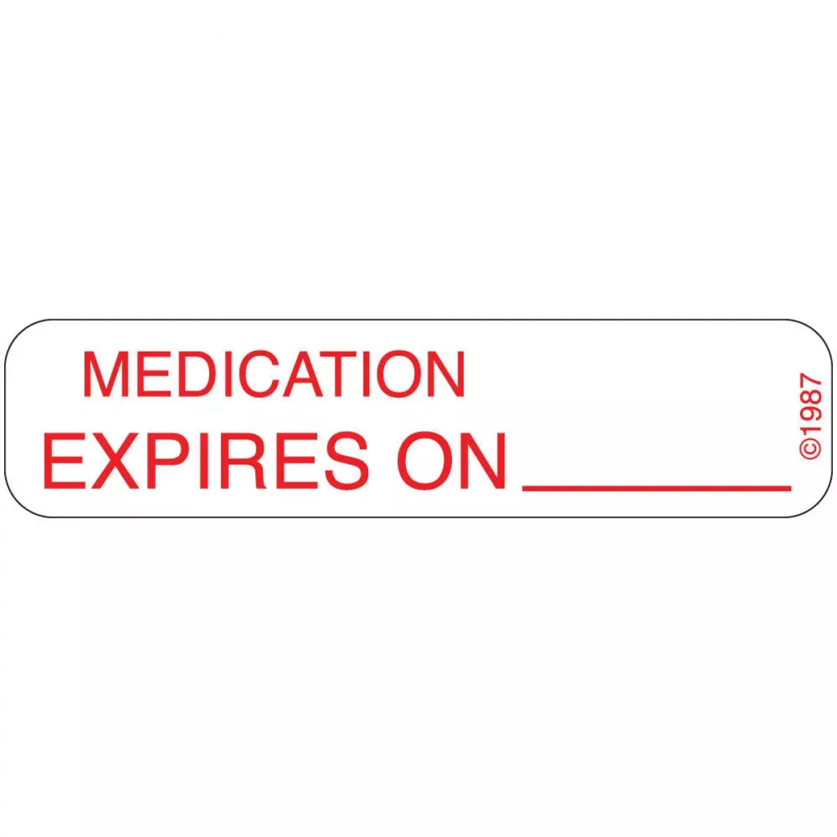 Communication Label (Paper, Permanent) Medication Expires 1 9/16" X 3/8" White - 500 Per Roll, 2 Rolls Per Box