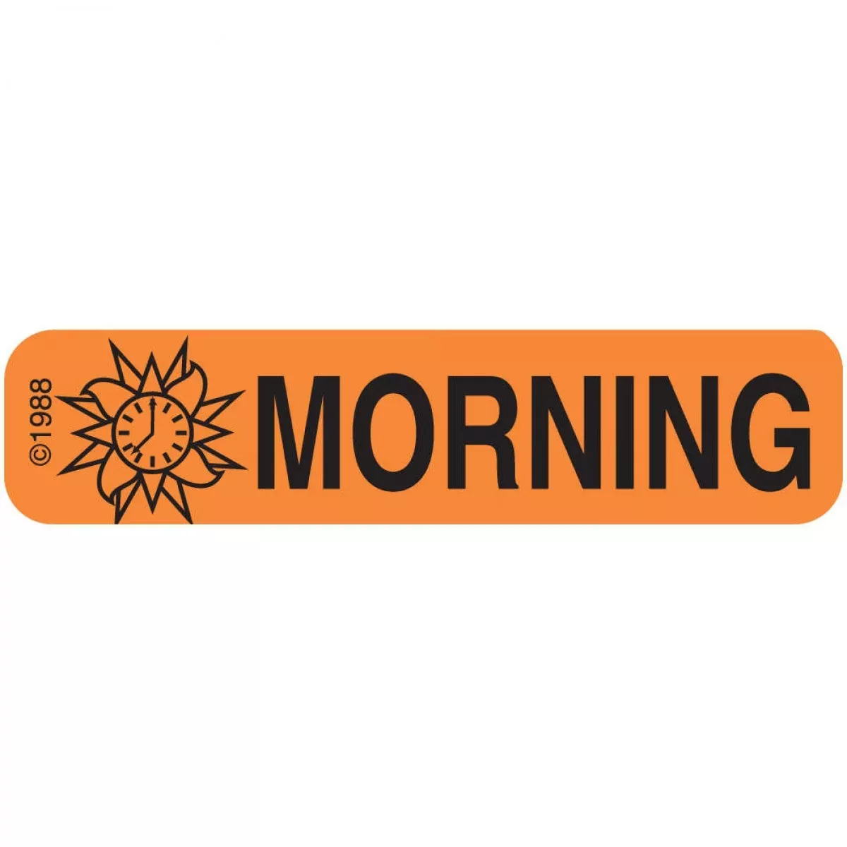 Communication Label (Paper, Permanent) Morning 1 9/16" X 3/8" Orange - 500 Per Roll, 2 Rolls Per Box