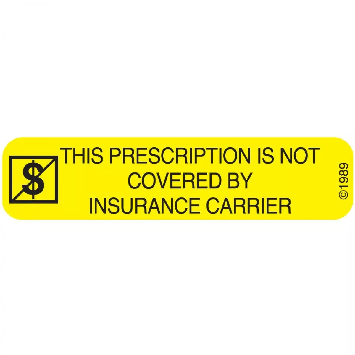 Communication Label (Paper, Permanent) Not Covered By 1 9/16" X 3/8" Yellow - 500 Per Roll, 2 Rolls Per Box