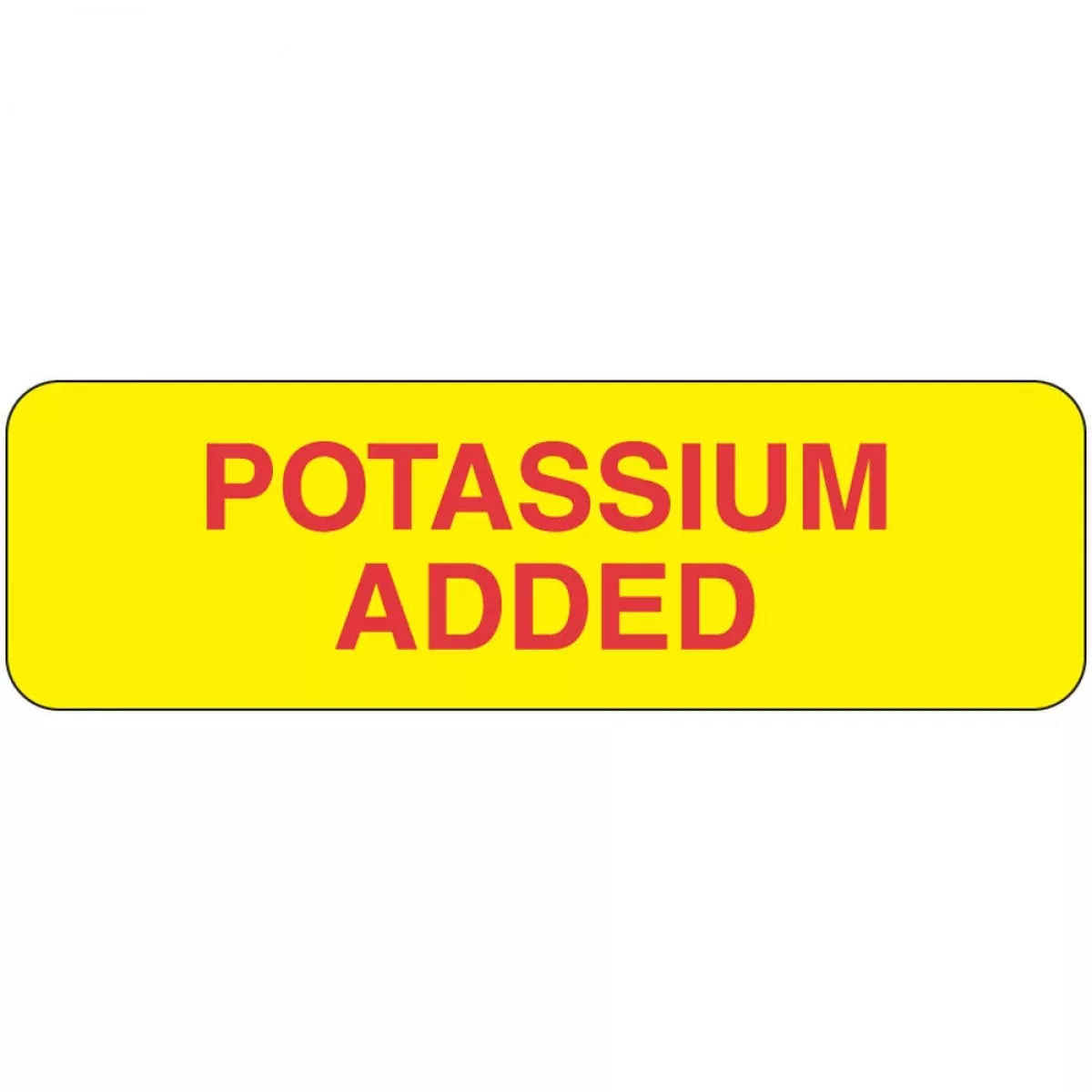 Communication Label (Paper, Permanent) Potassium Added 2 7/8" X 7/8" Yellow - 1000 Per Roll