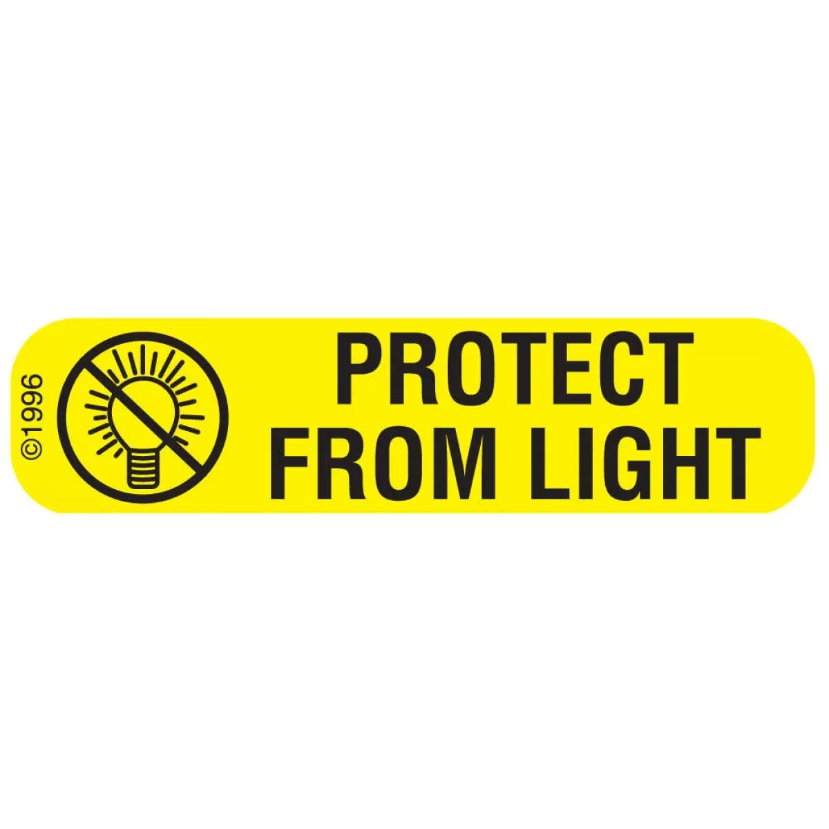 Communication Label (Paper, Permanent) Protect From Light 1 9/16" X 3/8" Yellow - 500 Per Roll, 2 Rolls Per Box