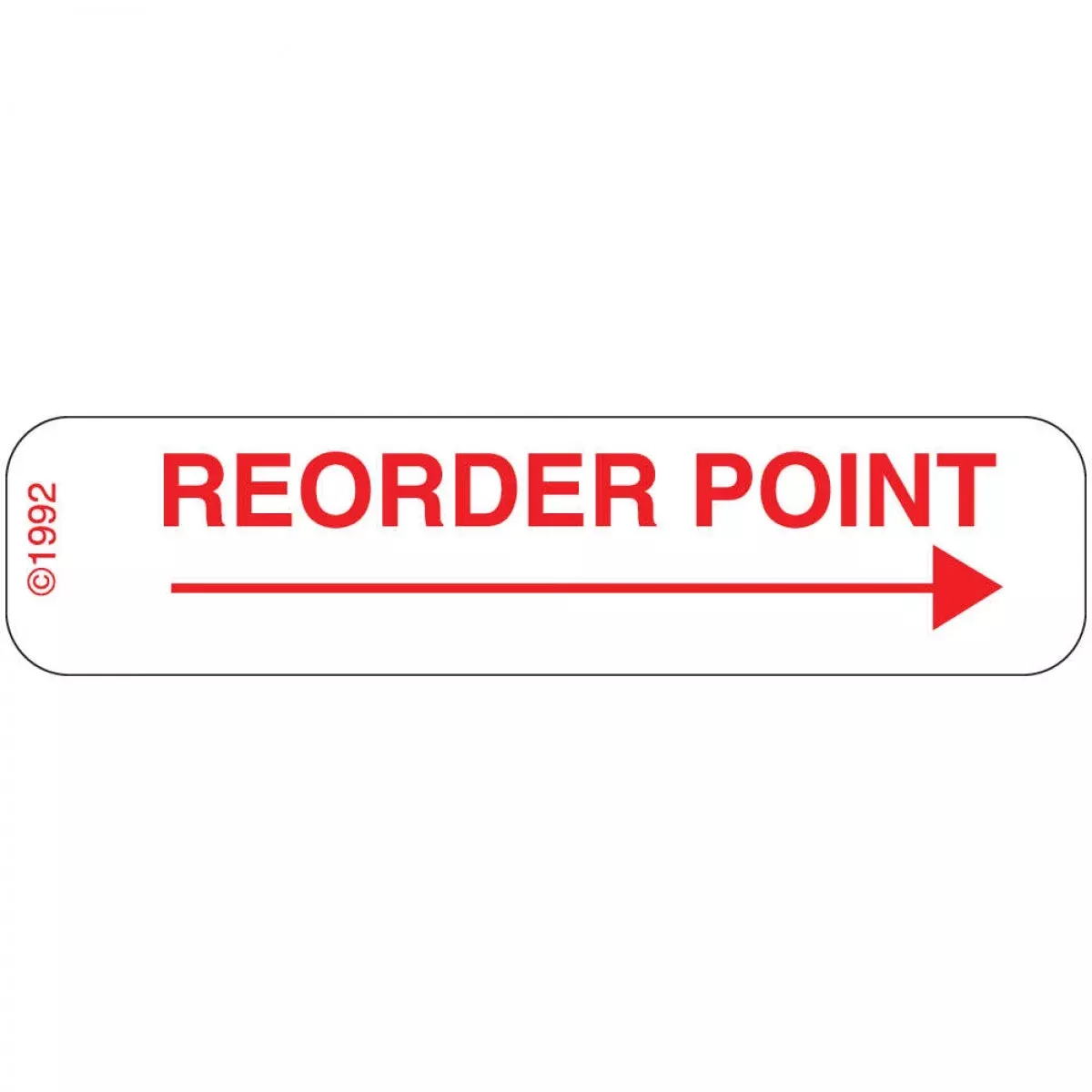 Communication Label (Paper, Permanent) Reorder Point 1 9/16" X 3/8" White - 500 Per Roll, 2 Rolls Per Box