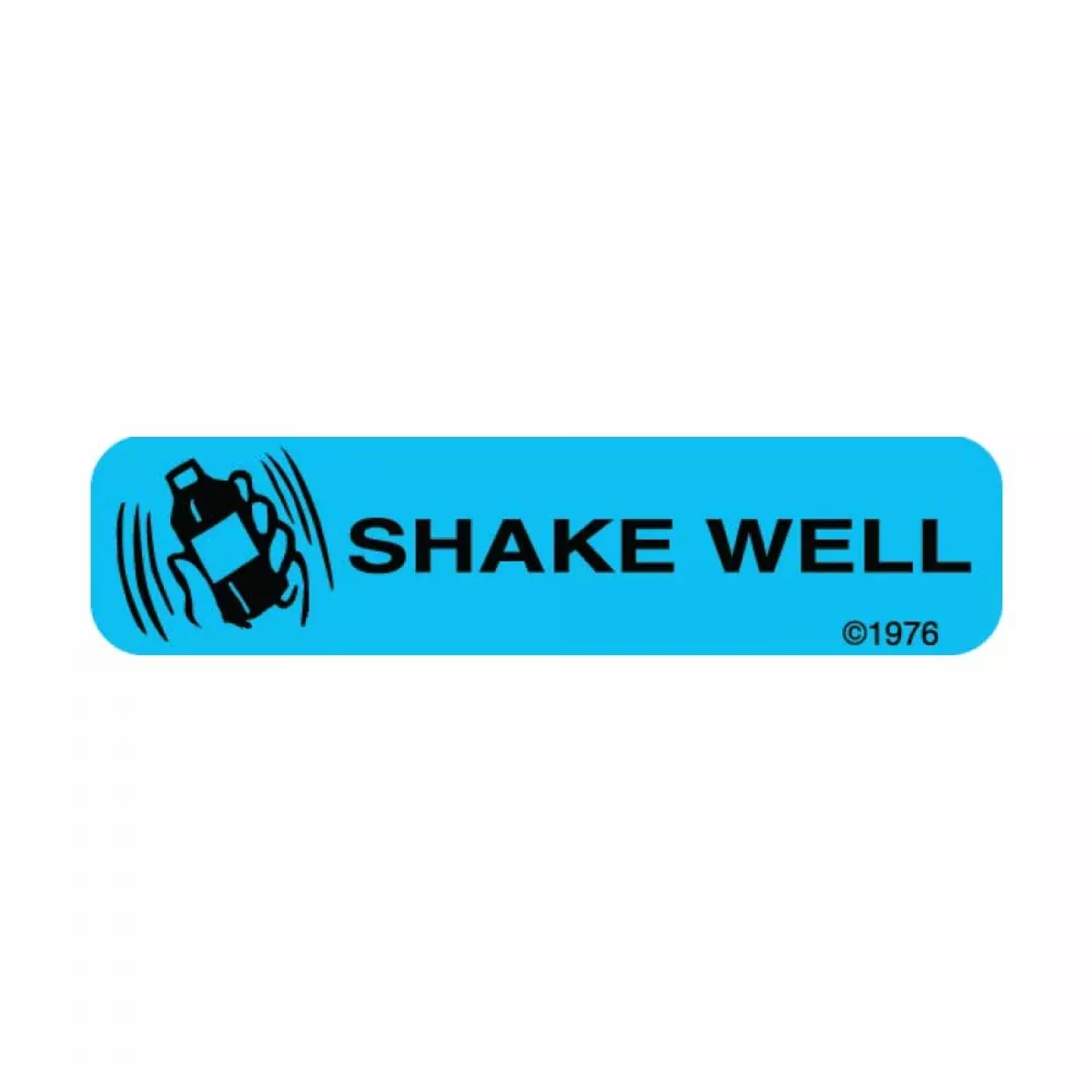 Communication Label (Paper, Permanent) Shake Well 1 9/16" X 3/8" Blue - 500 Per Roll, 2 Rolls Per Box