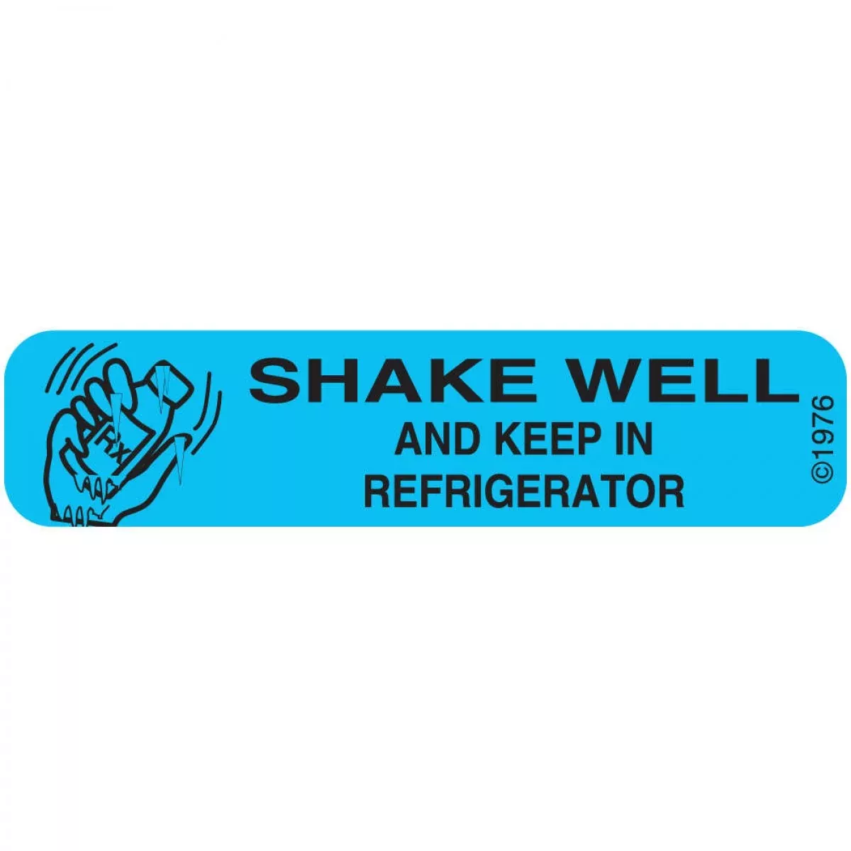 Communication Label (Paper, Permanent) Shake Well Keep In 1 9/16" X 3/8" Blue - 500 Per Roll, 2 Rolls Per Box
