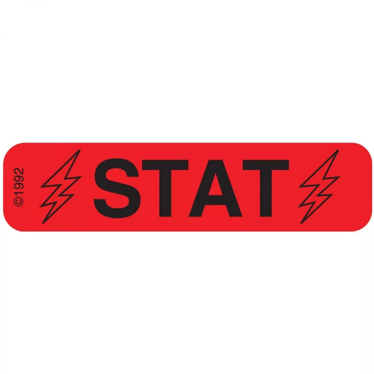 Communication Label (Paper, Permanent) Stat 1 9/16" X 3/8" Red - 500 Per Roll, 2 Rolls Per Box