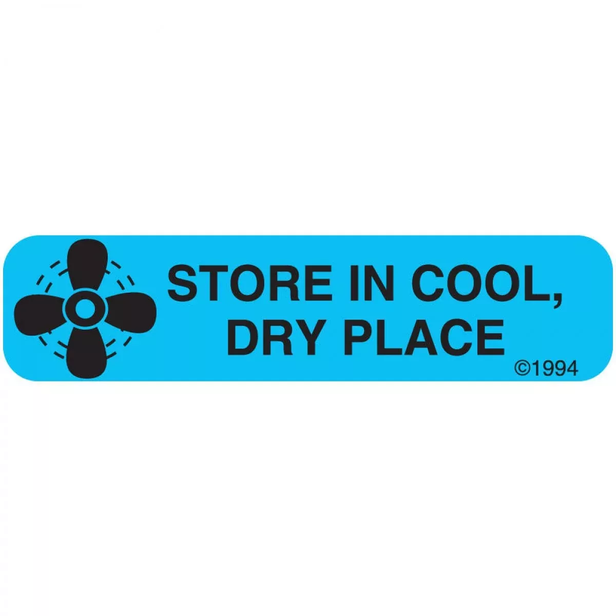 Communication Label (Paper, Permanent) Store Cool Dry 1 9/16" X 3/8" Blue - 500 Per Roll, 2 Rolls Per Box