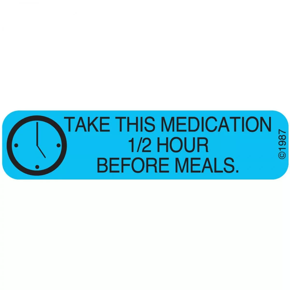 Communication Label (Paper, Permanent) Take Medication 1 9/16" X 3/8" Blue - 500 Per Roll, 2 Rolls Per Box