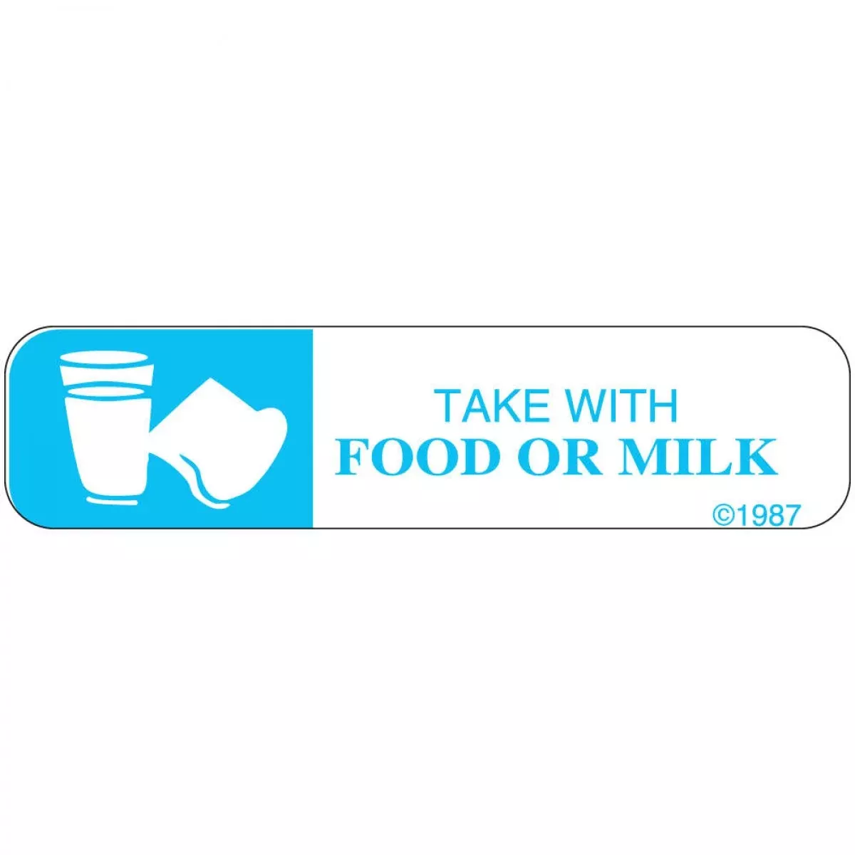 Communication Label (Paper, Permanent) Take With Food Or 1 9/16" X 3/8" White - 500 Per Roll, 2 Rolls Per Box