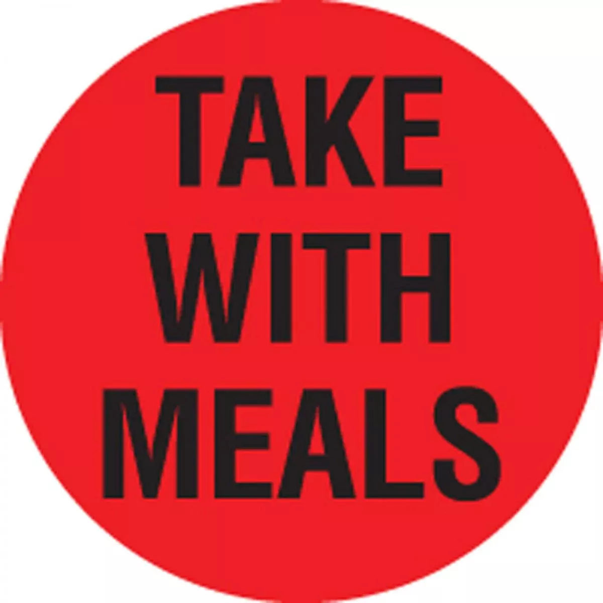 Communication Label (Paper, Permanent) Take With Meals Red - 1000 Per Roll, 2 Rolls Per Box